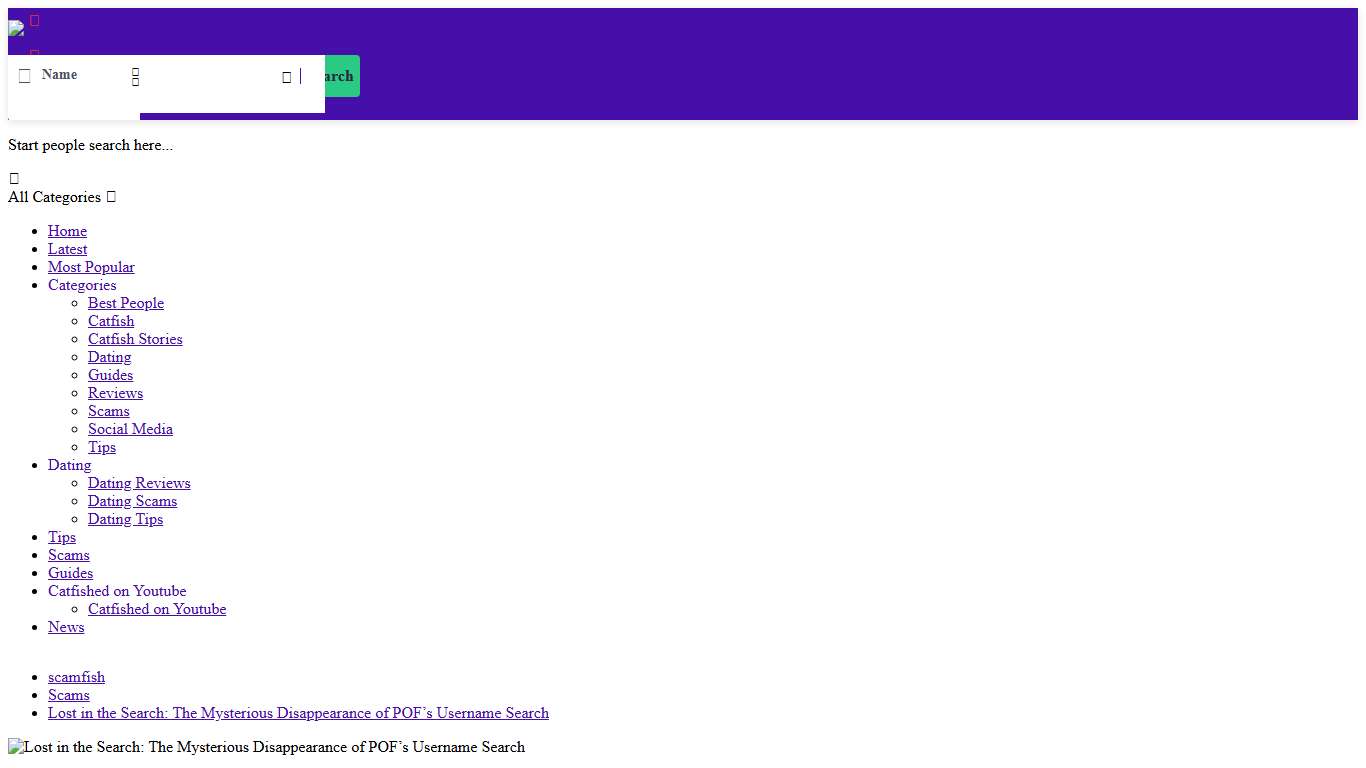 Lost in the Search: The Mysterious Disappearance of POF's Username Search Social Catfish