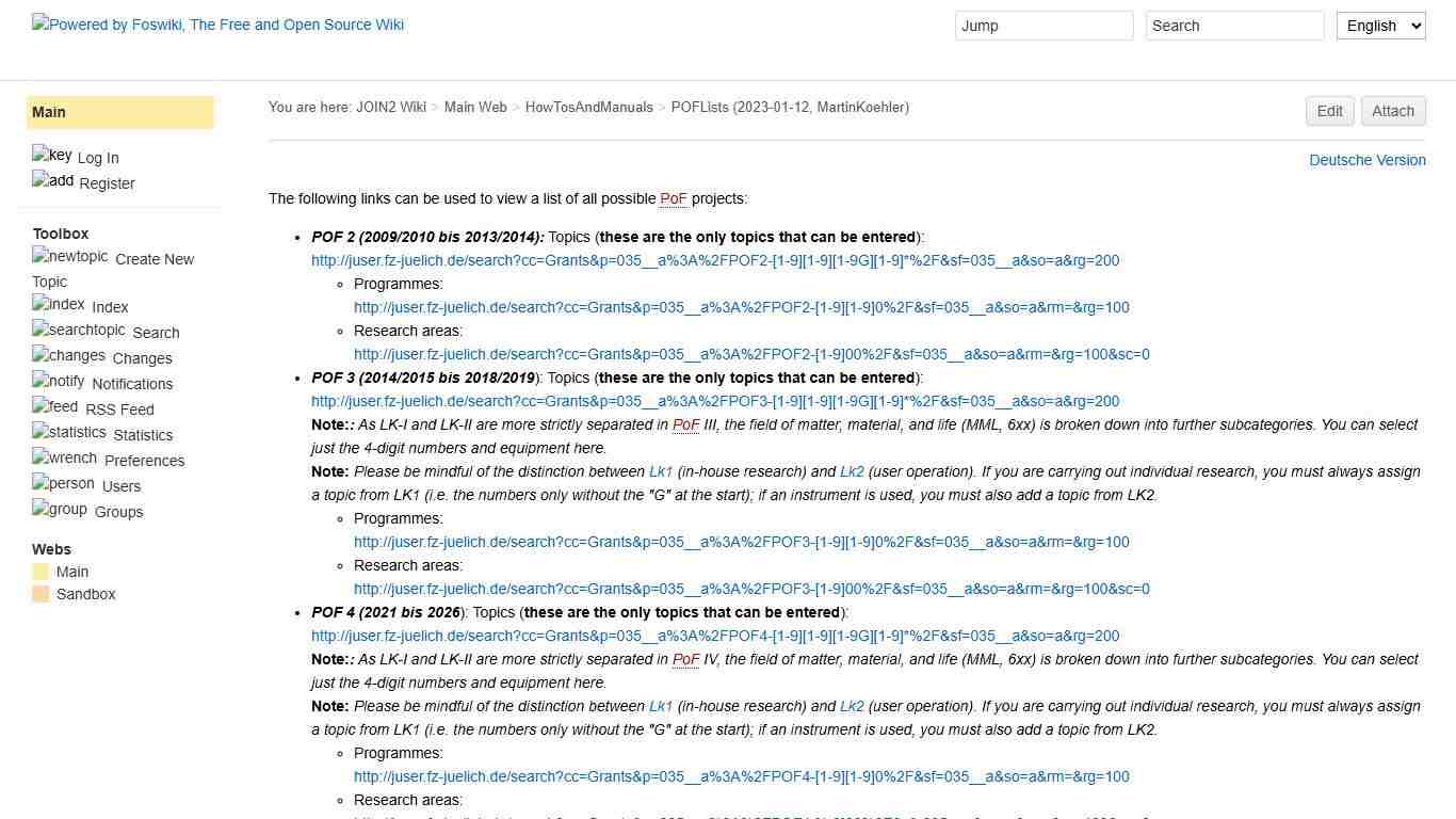 POFLists < Main < JOIN2 Wiki