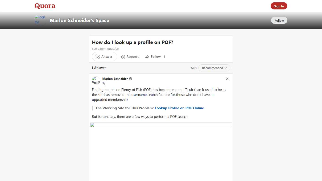 How to look up a profile on POF - Marlon Schneider's Space - Quora